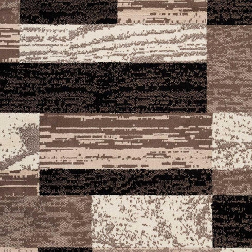 12' Black Brown And Beige Patchwork Runner Rug
